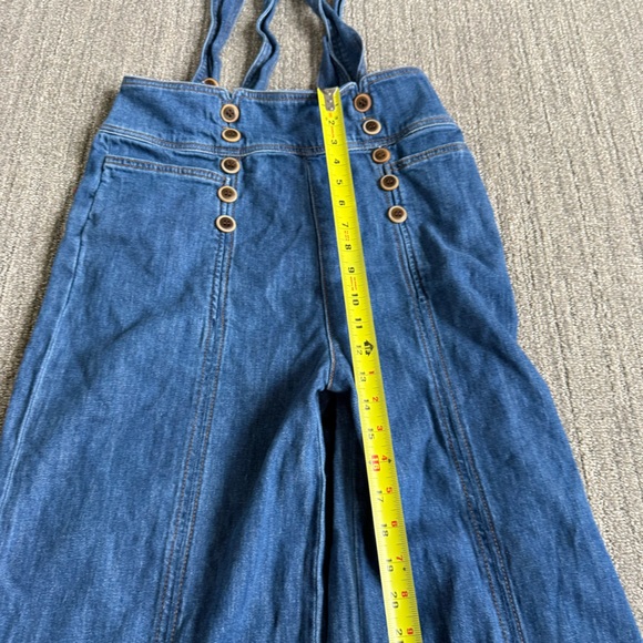 Anthropologie Pilcro And The Letterpress Bibbed Denim Wide Leg Jumpsuit Size 29 - Picture 12 of 13
